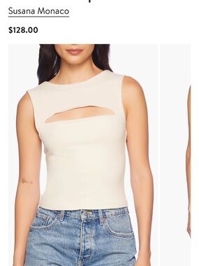 Susana Monaco Cream Cutout Sleeveless Tank
